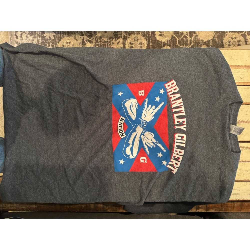 Brantley Gilbert BG Nation American Made Graphic T-Shirt Gray 2XL